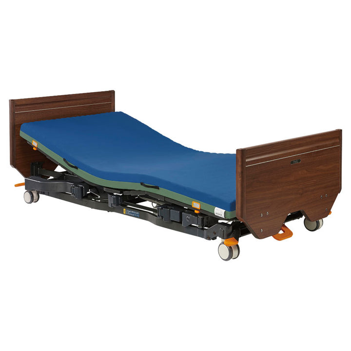 日本 Platz P400 Ardel 電動護理床 (超低床, 專業院舍型, 中央鎖定功能, 點滴架插孔, 配送可摺式扶手) | 好好醫療用品