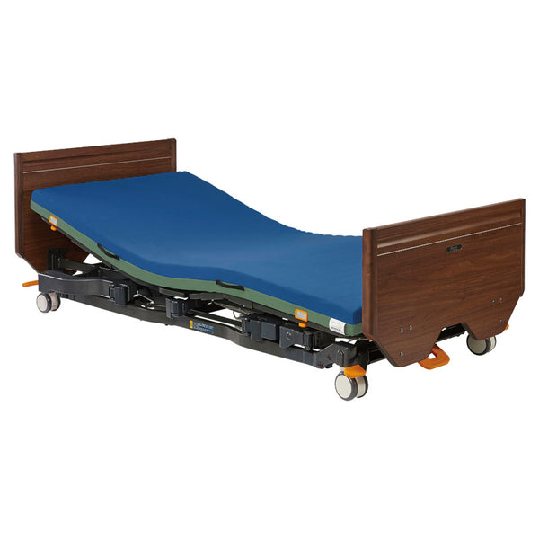 日本 Platz P400 Ardel 電動護理床 (超低床, 專業院舍型, 中央鎖定功能, 點滴架插孔, 配送可摺式扶手) | 好好醫療用品