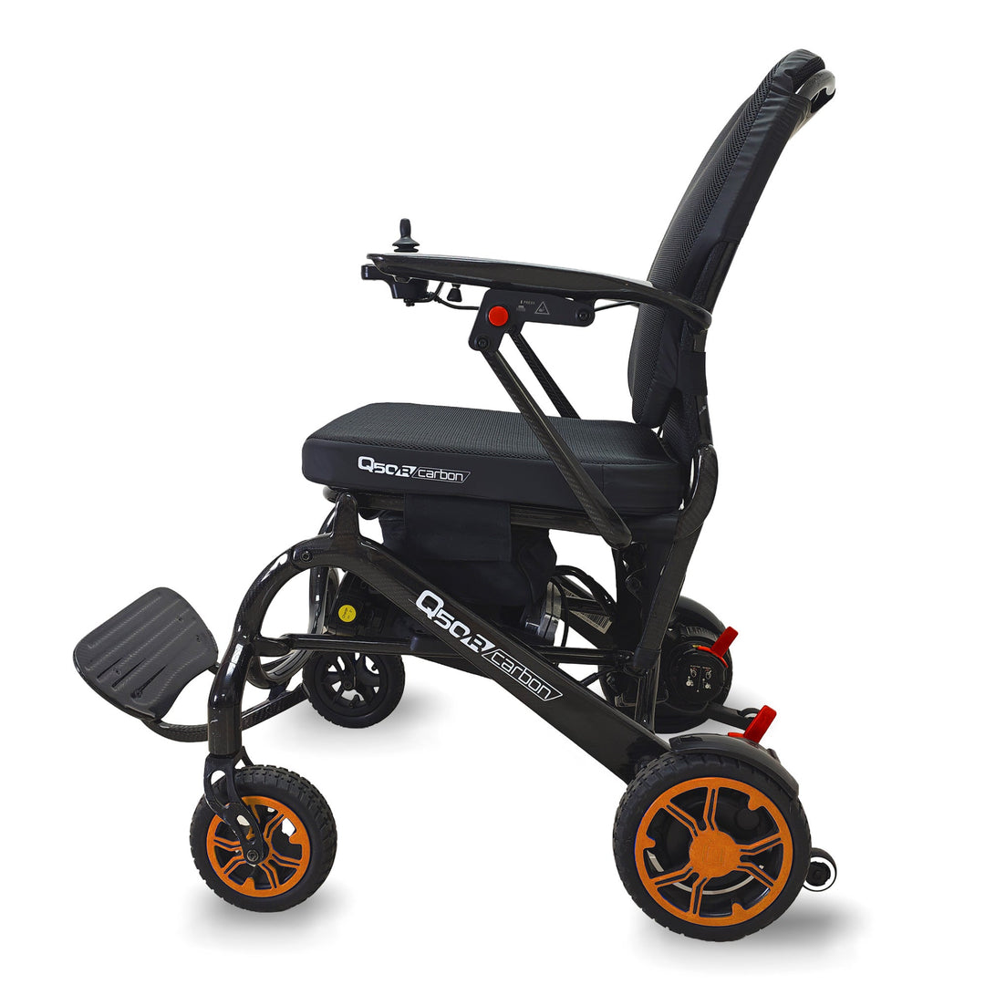 美國 Sunrise QUICKIE Q50R Carbon 全碳纖維輕巧電動輪椅 (14.5kg，250W 無刷摩打，PG 控制器，運動型支架) | 好好醫療用品