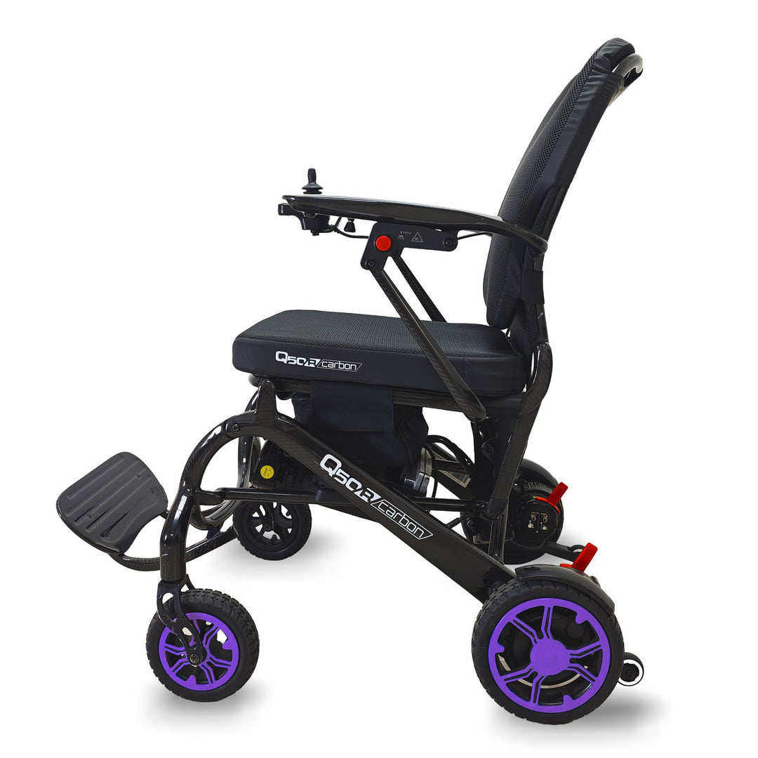 美國 Sunrise QUICKIE Q50R Carbon 全碳纖維輕巧電動輪椅 (14.5kg，250W 無刷摩打，PG 控制器，運動型支架) | 好好醫療用品