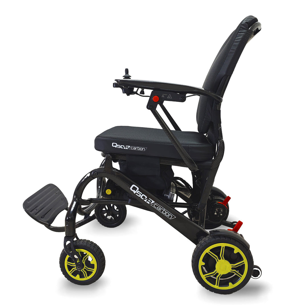 美國 Sunrise QUICKIE Q50R Carbon 全碳纖維輕巧電動輪椅 (14.5kg，250W 無刷摩打，PG 控制器，運動型支架) | 好好醫療用品