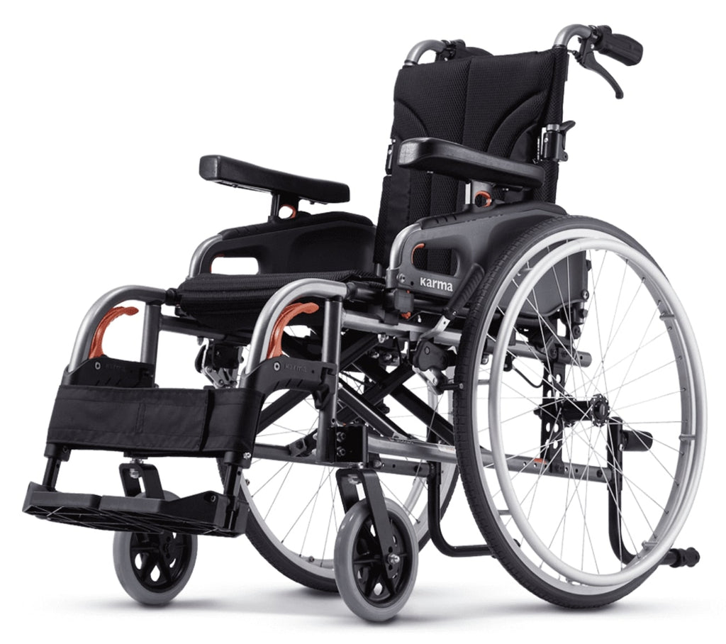 台灣 Karma KM-8520 X 肥人輪椅 (56cm 座闊, 可拆式扶手腳踏, 24寸實心大輪) | 好好醫療用品